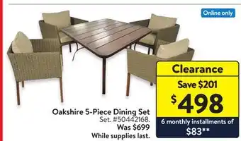 Walmart Oakshire 5-Piece Dining Set offer