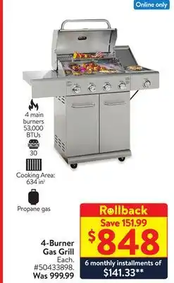 Walmart 4-Burner Gas Grill offer