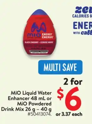 Walmart MiO Liquid Water Enhancer 48 mL or MiO Powdered Drink Mix 26 g - 40 g offer
