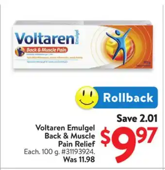 Walmart Voltaren Emulgel Back & Muscle Pain Relief offer