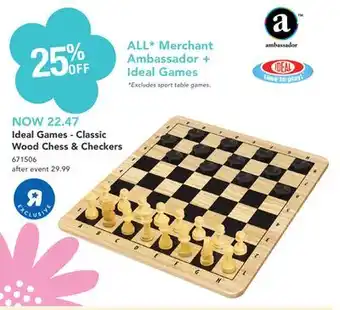 Toys R us Ideal Games - Classic Wood Chess & Checkers offer