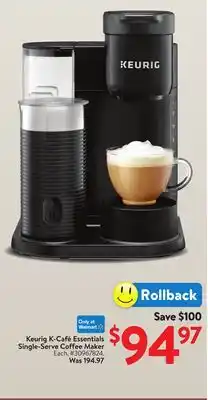 Walmart Keurig K—Café Essentials Single-Serve Coffee Maker offer