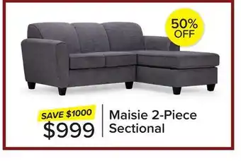 Leon's Maisie 2-Piece Sectional with Right Facing Chaise - Grey offer
