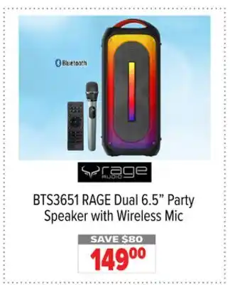 2001 Audio Video RAGE Dual 6.5 Party Speaker with Wireless Mic offer