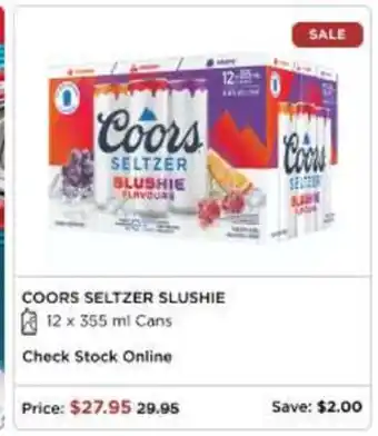 The Beer Store COORS SELTZER SLUSHIE FLAVOR PACK offer