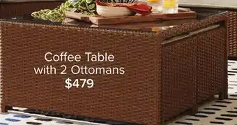 Leon's Melville Outdoor Coffee Table with 2 Ottomans - Brown, Beige offer