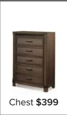 Leon's Rossco 5 Drawer Chest - Rustic Oak offer