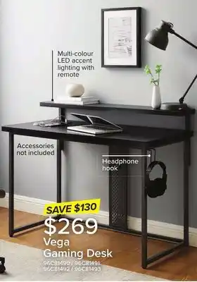 Leon's Vega Gaming Desk - Grey and Charcoal offer
