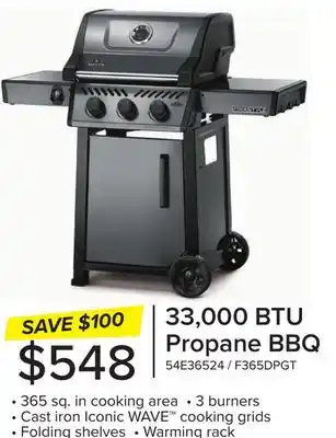 Leon's Napoleon Freestyle 365 3-Burner 33,000 BTU Propane Gas Grill - F365DPGT offer