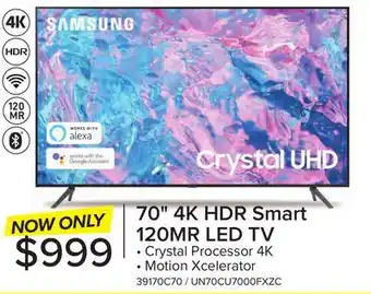 Leon's Samsung 70 CUHD 4K Smart TV UN70CU7000FXZC offer