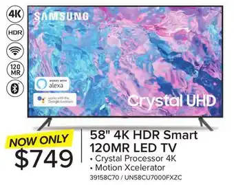 Leon's Samsung 58 CUHD 4K Smart TV UN58CU7000FXZC offer