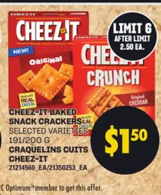 Independent Grocer CHEEZ-IT BAKED SNACK CRACKERS, 191/200 G offer