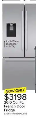 Leon's Bosch 36 Stainless Steel French Door Refrigerator (26.0 cu. ft.) - B36FD50SNS offer