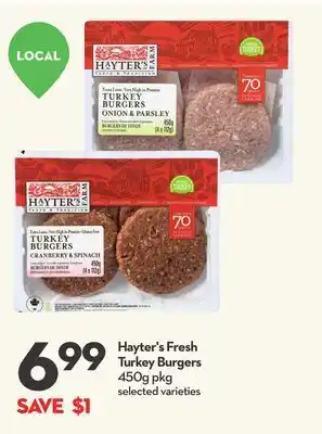 Longo's Hayter's Fresh Turkey Burgers offer