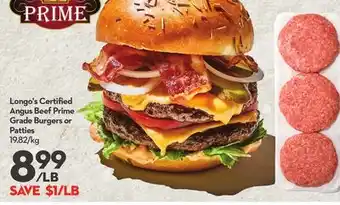 Longo's Longo's Certified Angus Beef Prime Grade Burgers or Patties offer