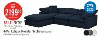 The Brick Eclipse 4-Piece Linen-Look Fabric Modular Sectional with Ottoman - Navy offer