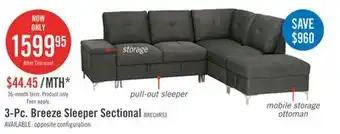 The Brick Breeze 3-Piece Right-Facing Linen-Look Fabric Sleeper Sectional - Charcoal offer