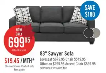 The Brick Sawyer Linen-Look Fabric Sofa - Charcoal Grey offer