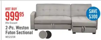 The Brick Weston 2-Piece Linen-Look Fabric Right-Facing Futon Sectional - Steel offer