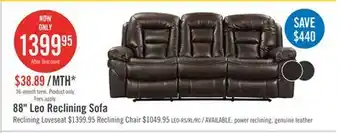 The Brick Leo Leath-Aire Fabric Reclining Sofa - Walnut offer