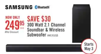 The Brick Samsung 2.1 Soundbar with Subwoofer and Wireless Subwoofer offer