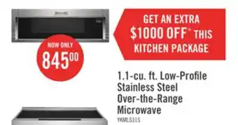 The Brick KitchenAid 1.1 Cu. Ft. Low-Profile Microwave Hood Combination YKMLS311HSS offer
