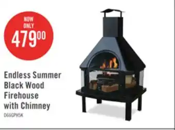 The Brick Endless Summer Black Wood Firehouse with Chimney offer