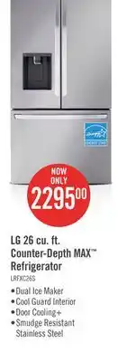The Brick LG 26 Cu. Ft. Smart Counter-Depth MAX Refrigerator with Dual Ice Makers - LRFXC2606S offer