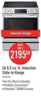 The Brick LG 6.3 Cu. Ft. Smart Induction Range with ProBake Convection and Air Fry - LSIL6334F offer