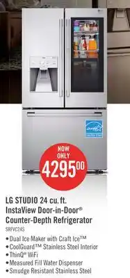The Brick LG STUDIO 24 Cu. Ft. InstaView Counter-Depth Refrigerator - SRFVC2416S offer