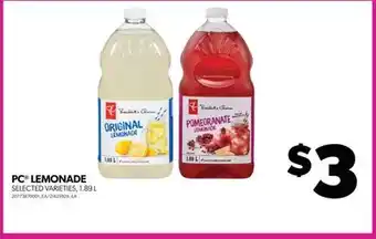 Real Canadian Superstore PC LEMONADE, 1.89 L offer