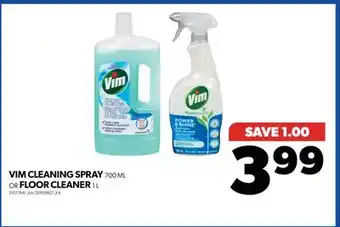 Real Canadian Superstore VIM CLEANING SPRAY, 700 ML OR FLOOR CLEANER, 1 L offer