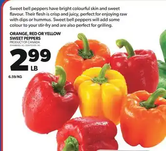 Real Canadian Superstore ORANGE, RED OR YELLOW SWEET PEPPERS offer