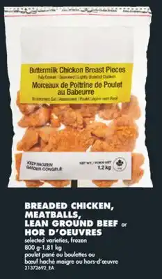 No Frills BREADED CHICKEN, MEATBALLS, LEAN GROUND BEEF or HOR D'OEUVRES, 800 g-1.81 kg offer