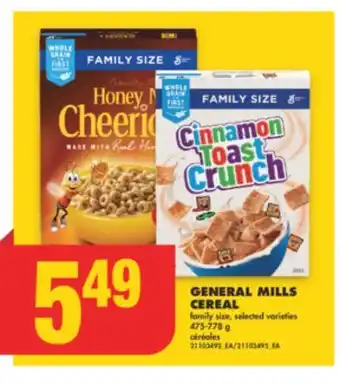 No Frills GENERAL MILLS CEREAL, 475-778 g offer