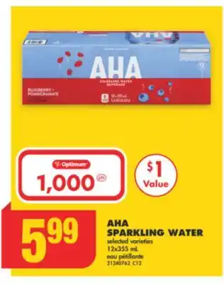 No Frills AHA SPARKLING WATER, 12x355 mL offer