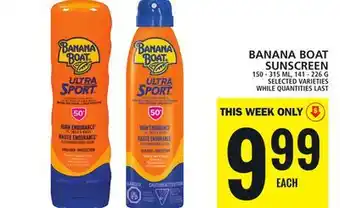 Food Basics BANANA BOAT SUNSCREEN offer