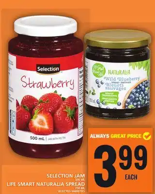 Food Basics SELECTION JAM OR LIFE SMART NATURALIA SPREAD offer