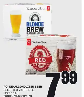 Loblaws PC DE-ALCOHOLIZED BEER, 12X355 ML offer
