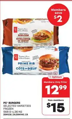 Loblaws PC BURGERS, 568 G-1.36 KG offer