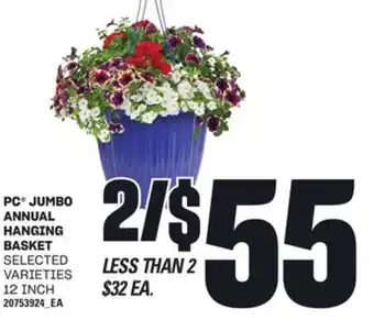 Loblaws PC JUMBO ANNUAL HANGING BASKET , 12 INCH offer