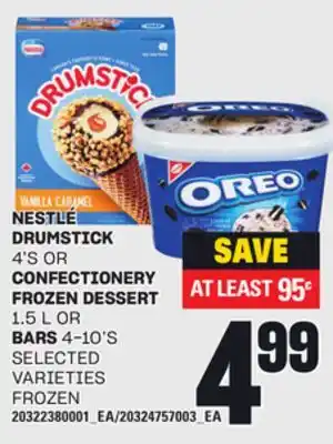 Loblaws NESTLÉ DRUMSTICK, 4'S OR CONFECTIONERY FROZEN DESSERT, 1.5 L OR BARS, 4-10'S offer