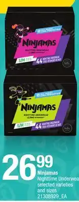 Loblaws NINJAMAS NIGHTTIME UNDERWEAR offer