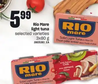 Loblaws RIO MARE LIGHT TUNA, 3x80 g offer