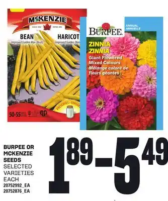 Loblaws BURPEE OR MCKENZIE SEEDS offer