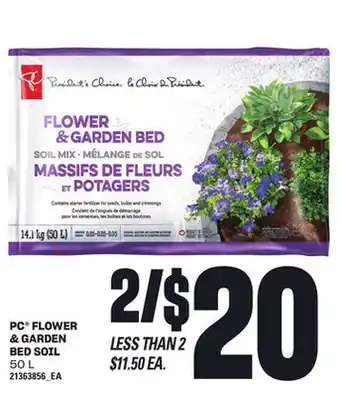 Loblaws PC FLOWER & GARDEN BED SOIL, 50 L offer