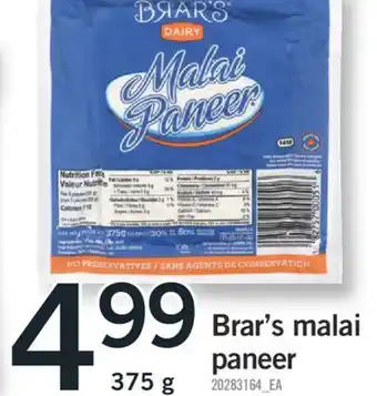 Fortinos BRAR'S MALAI PANEER offer