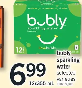Fortinos BUBLY SPARKLING WATER, 12x355 mL offer