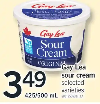 Fortinos GAY LEA SOUR CREAM, 425/500 mL offer