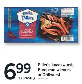 Fortinos PILLER'S KNACKWURST, EUROPEAN WIENERS OR GRILLWURST, 375/450 g offer